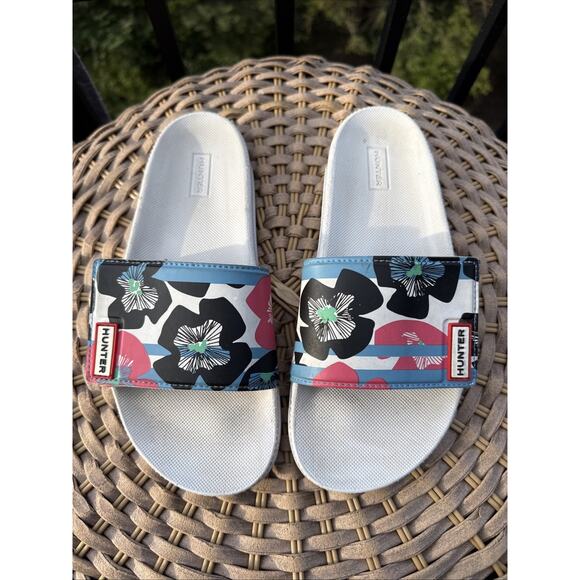 Hunter Sandals Womens US 7 UK 5 Flip Flop Slides Multicolor Floral - Picture 1 of 13